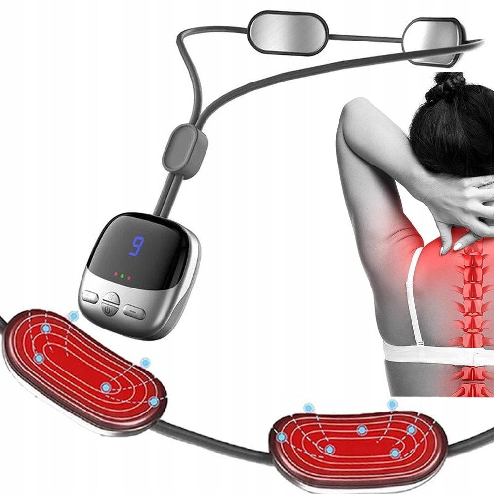 EMS NECK MASSAGER 4 Modes 9 Levels LED Compress Warm, Grey