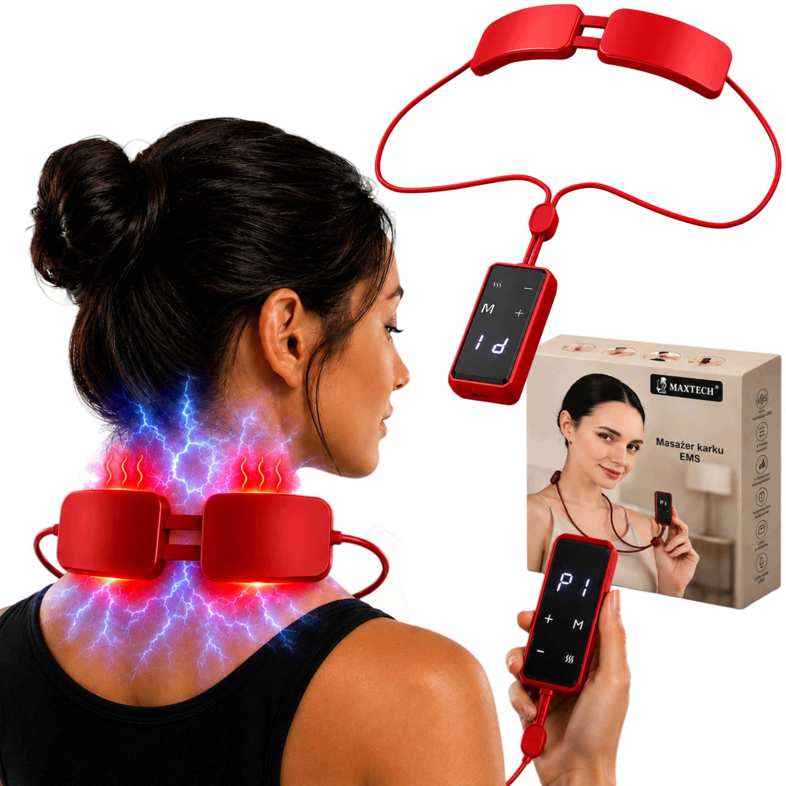 EMS Neck Massager Neck Electrostimulator Wireless with Heating for Massage
