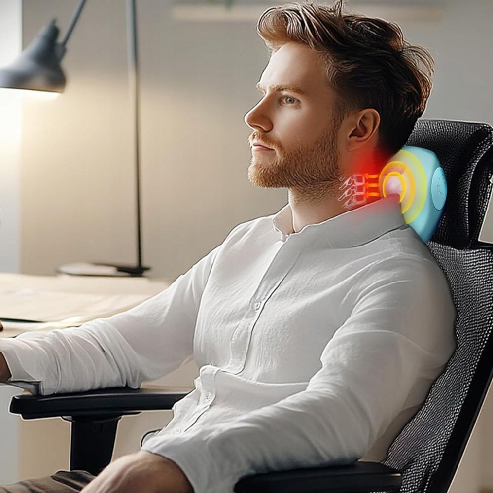 EMS electric neck massager with hot compress relaxes muscles Batteries included no