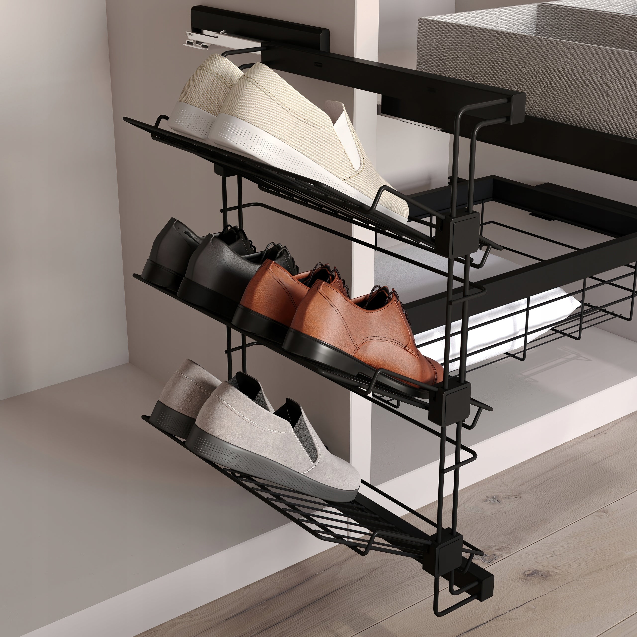 EMUCA Retractable shoe shelf RIGHT BLACK EAN (GTIN) 8432393287416