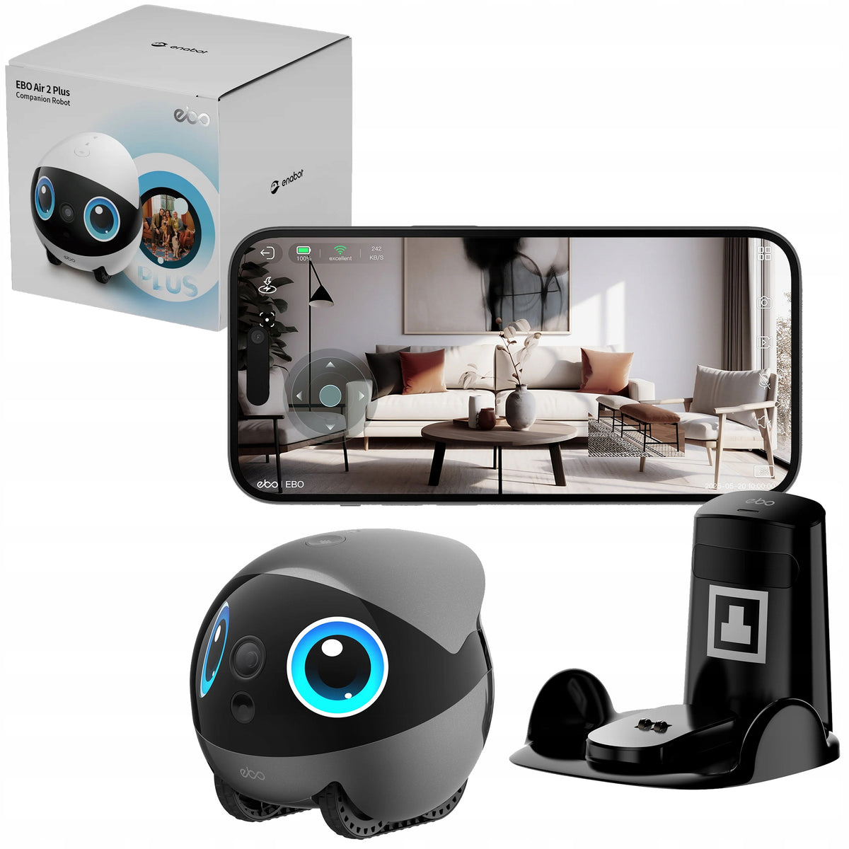 ENABOT Robot for Home EBO Air 2 Plus FamilyBot Monitoring with AI Camera