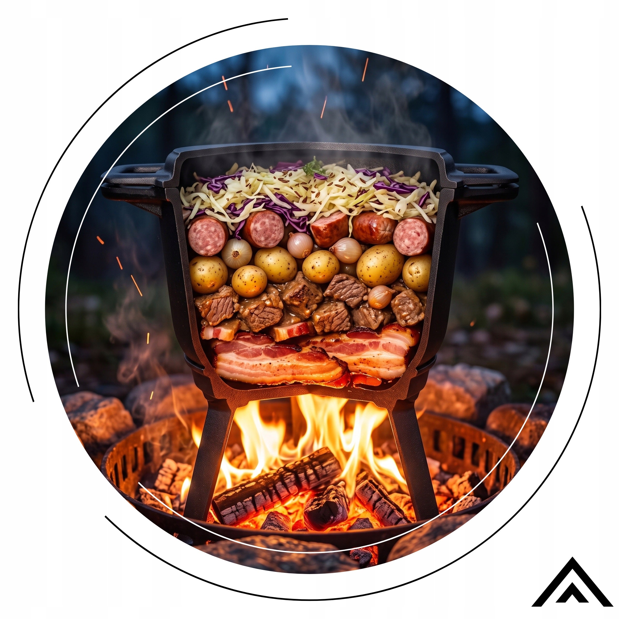 ENAMEL CAST IRON BOILER WITH PAN Hungarian POT 10L FIREPLACE GRILL Manufacturer code HAGE kociołek 3w1 oryginalny emaliowany 10l