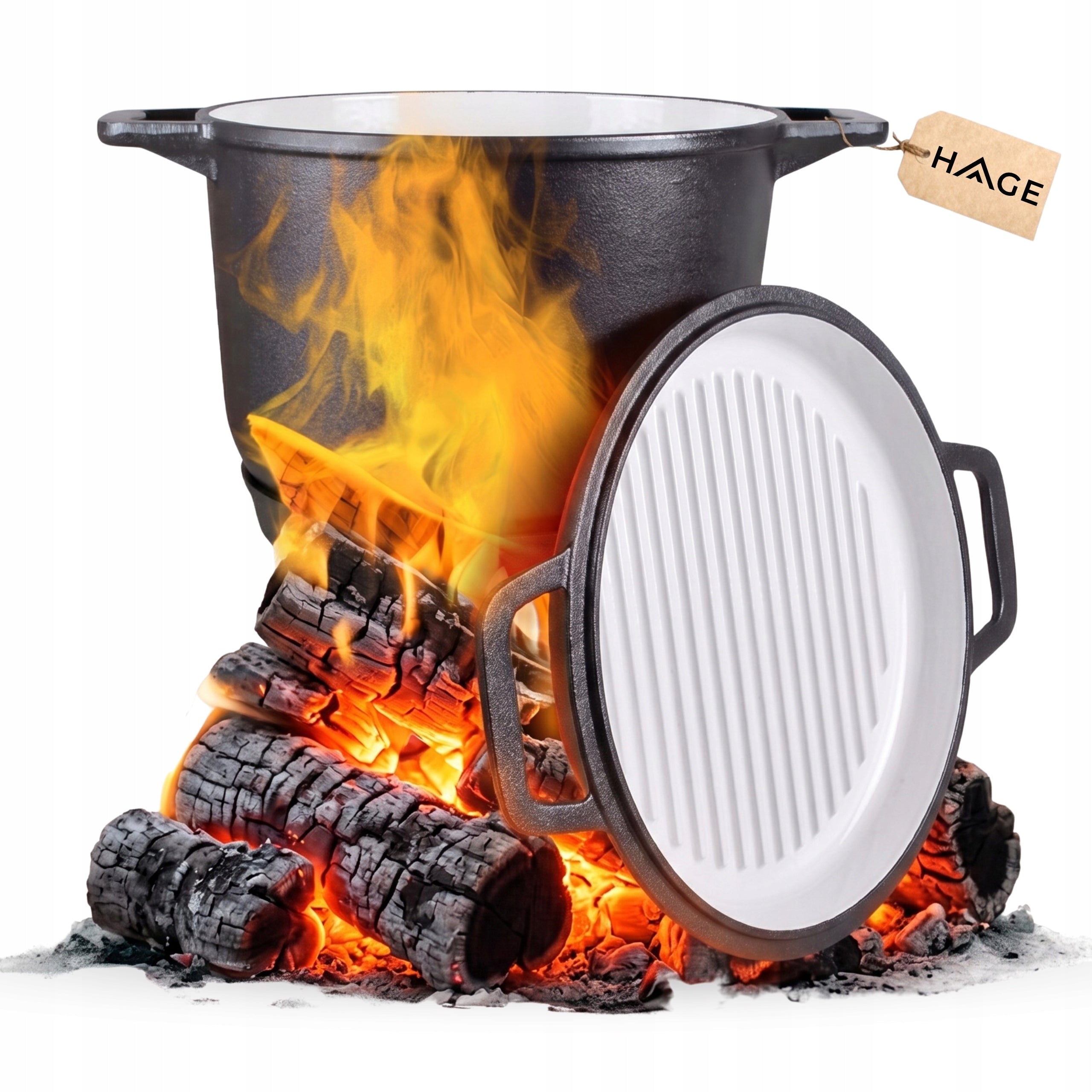 ENAMEL CAST IRON BOILER WITH PAN Hungarian POT 10L FIREPLACE GRILL