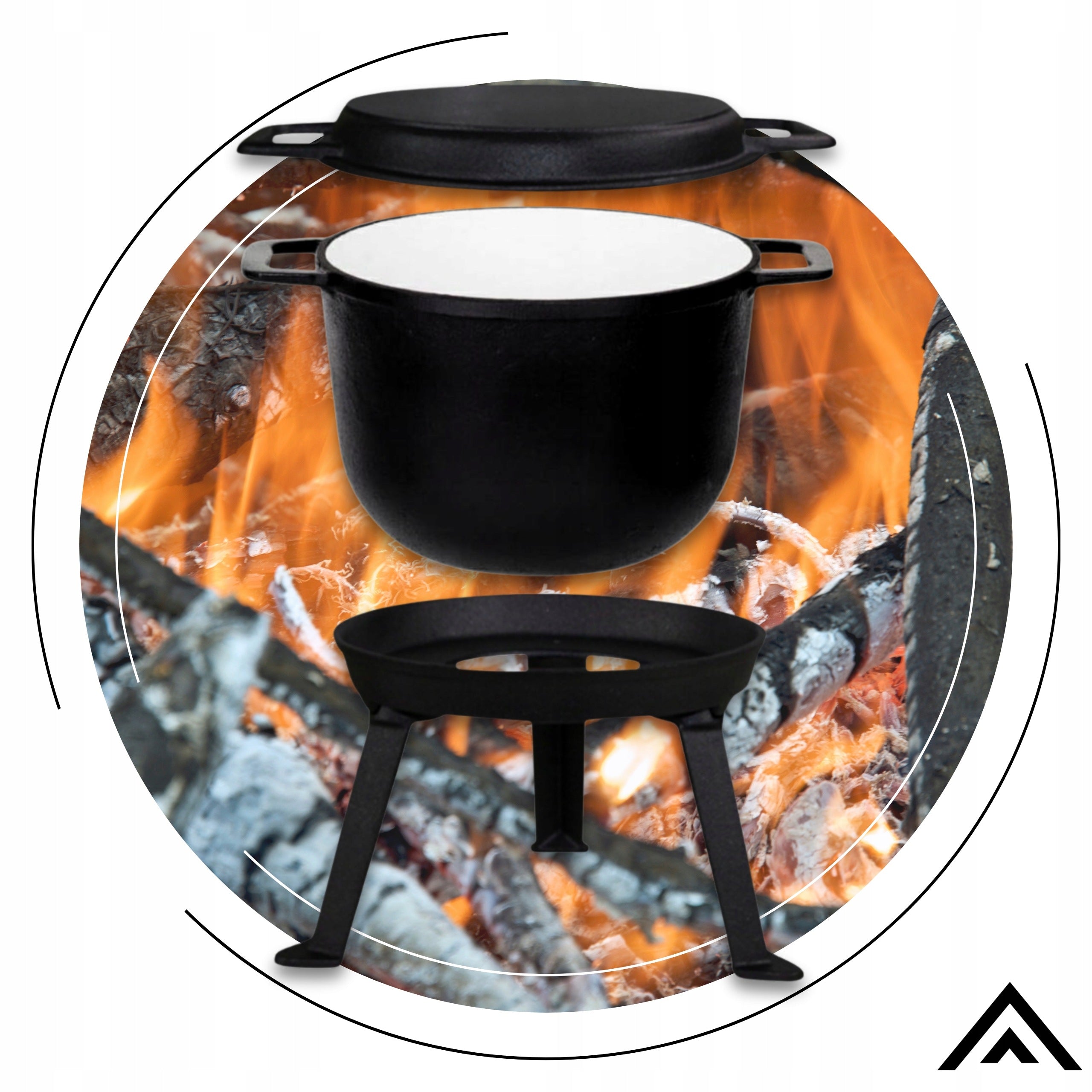 ENAMEL CAST IRON BOILER WITH PAN Hungarian POT 8L FIREPLACE GRILL Packaging status original