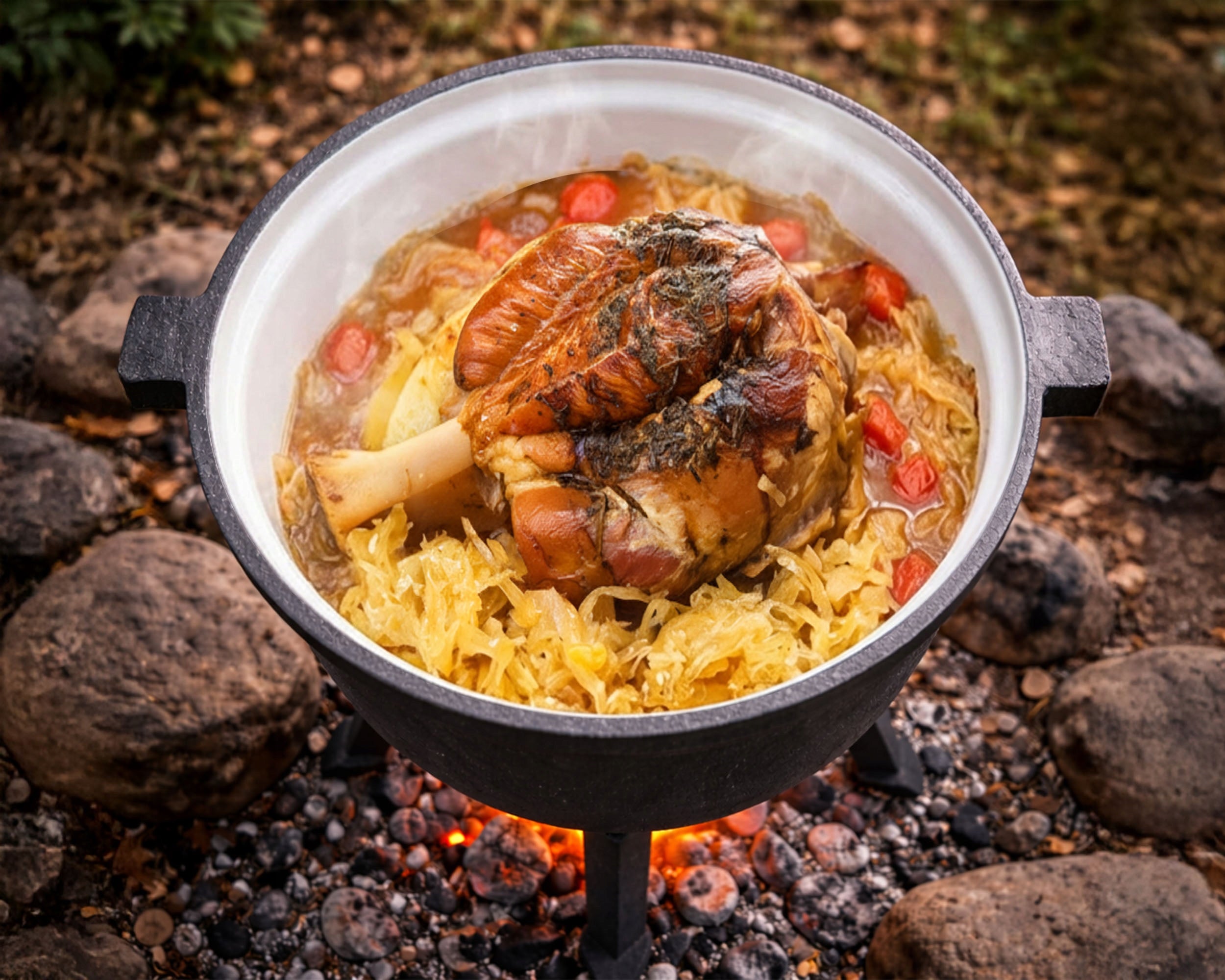 ENAMEL POT CAST IRON ENAMEL BOILER 11l for fireplace grill DURABLE Additional information enamel coating