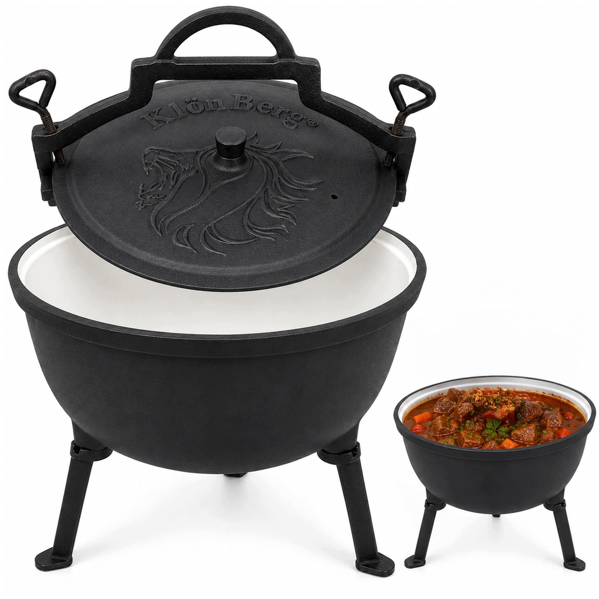 ENAMELLED CAST IRON BOILER 15L HUNTING CAST IRON POT FOR FIREPLACE GRILL
