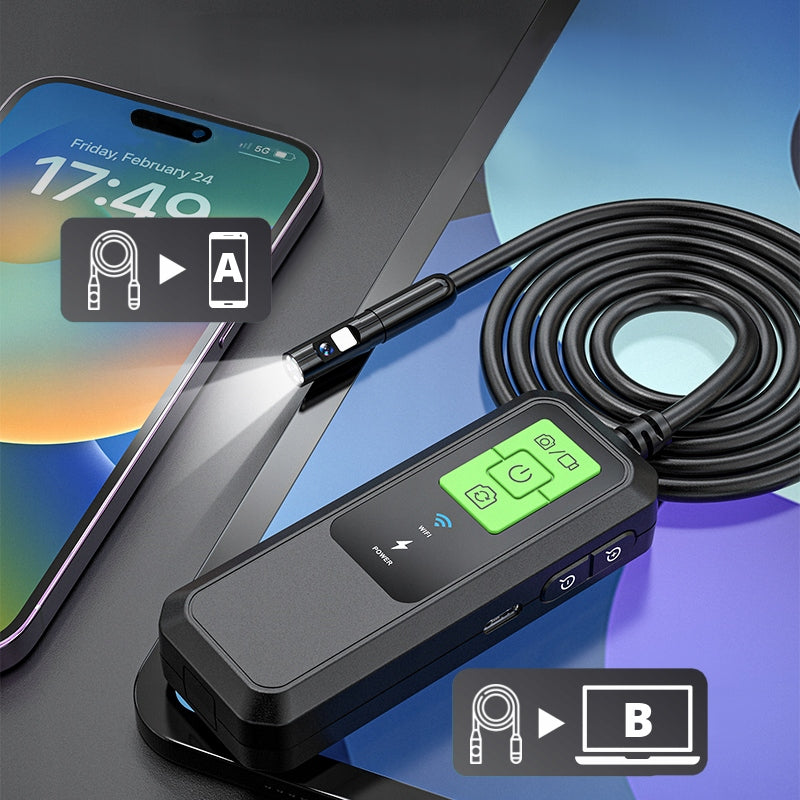 ENDOSCOPE CAMERA INSPECTION DUO LED WIFI PC FOR TEL APP 5 METER CORD Manufacturer code W600 7.9mm