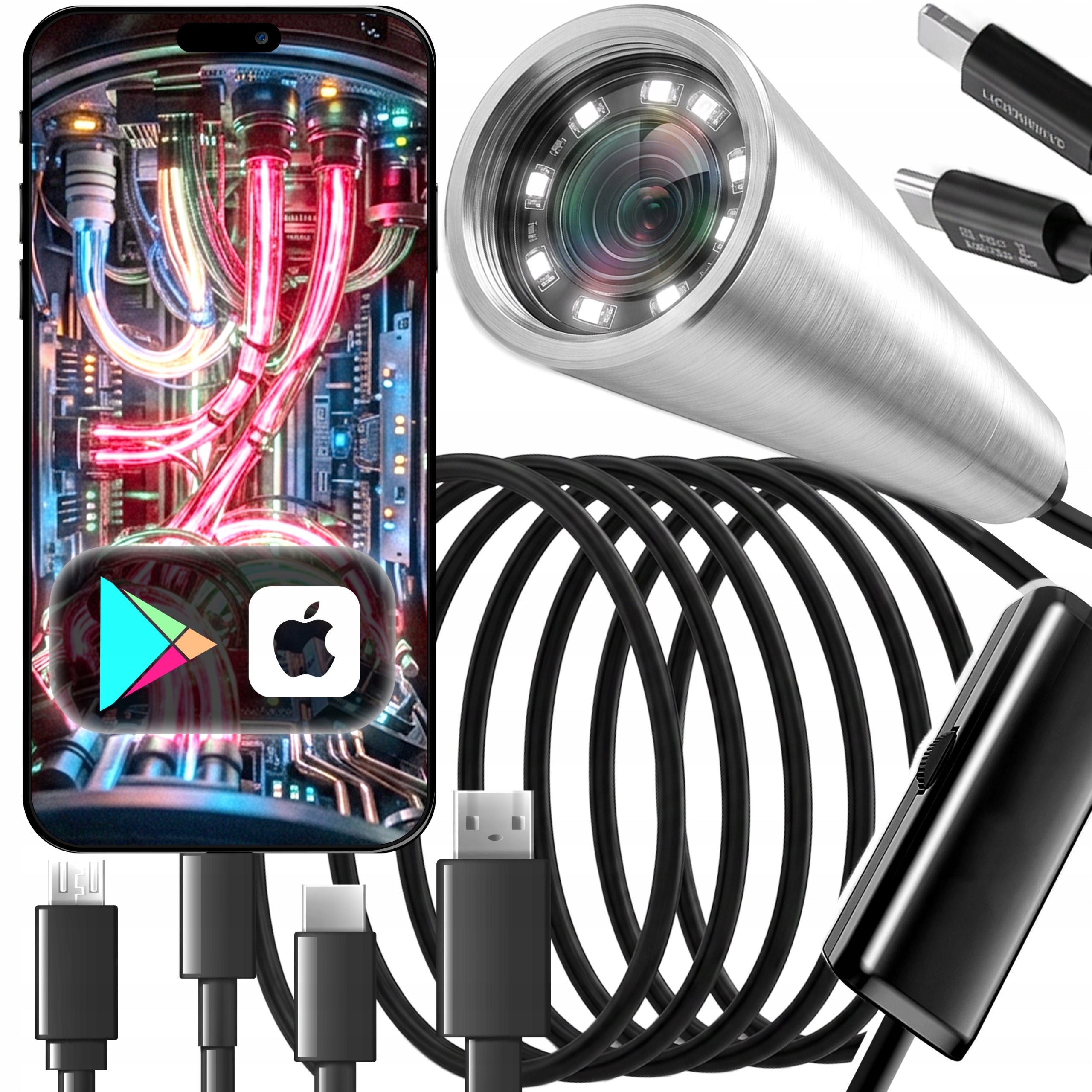 ENDOSCOPE INSPECTION CAMERA 3,9mm 5m USB-C FOR LED PHONE ANDROID IOS