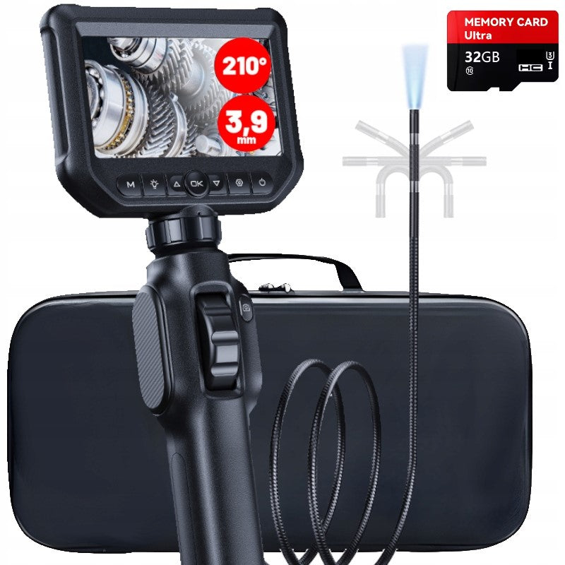 ENDOSCOPE INSPECTION CAMERA BORESCOPE ROTATING HEAD 360° 4,3″ FULL HD 2m