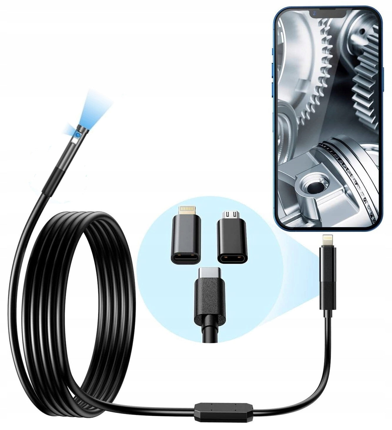ENDOSCOPE INSPECTION CAMERA W300 2x FULLHD DUAL WIFI APP IOS ANDROID 8mm 2m