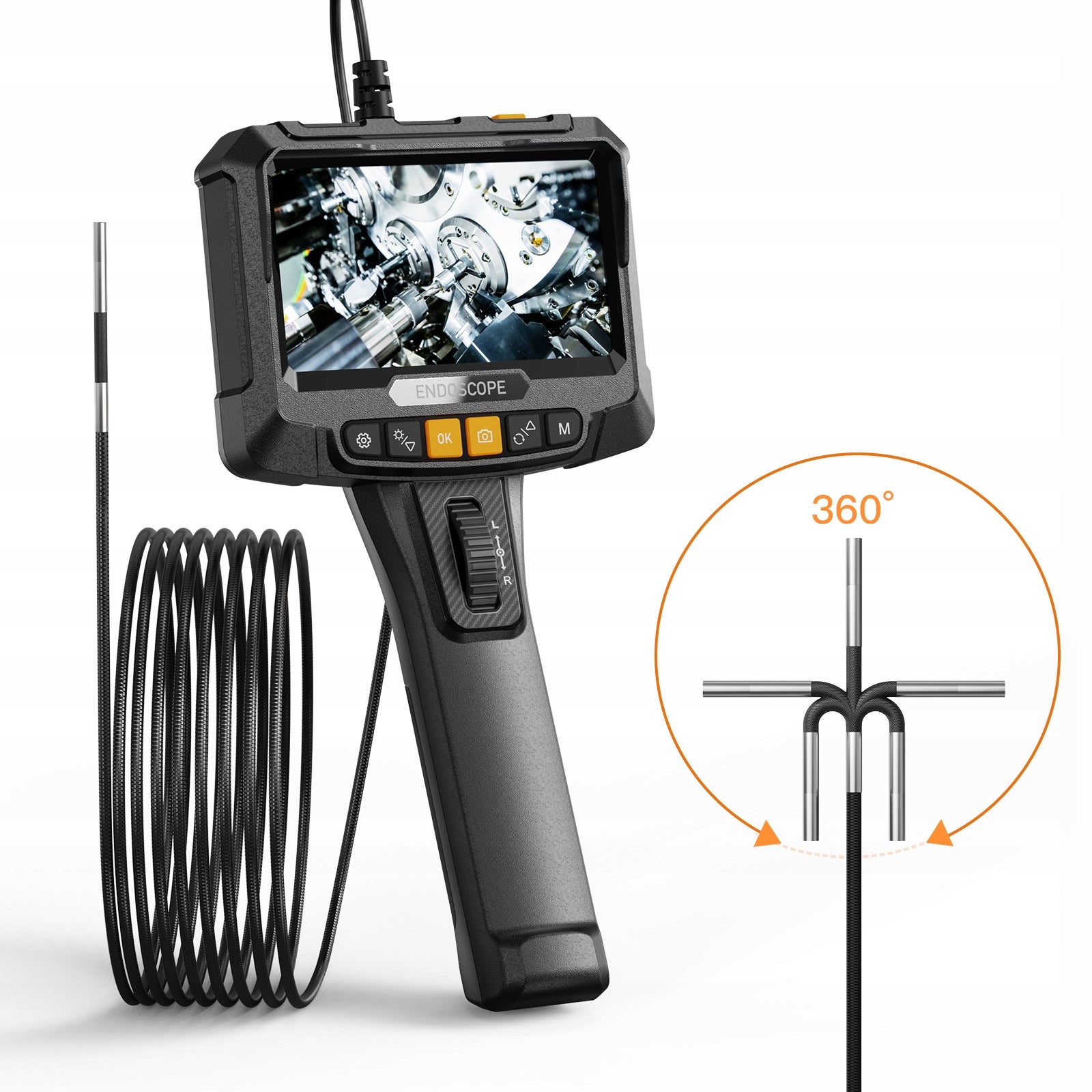 ENDOSCOPE S10 BORESCOPE MOVABLE ROTATING HEAD 360° 5″ FULL HD 2MP 3,9mm 1m Brand Inskam