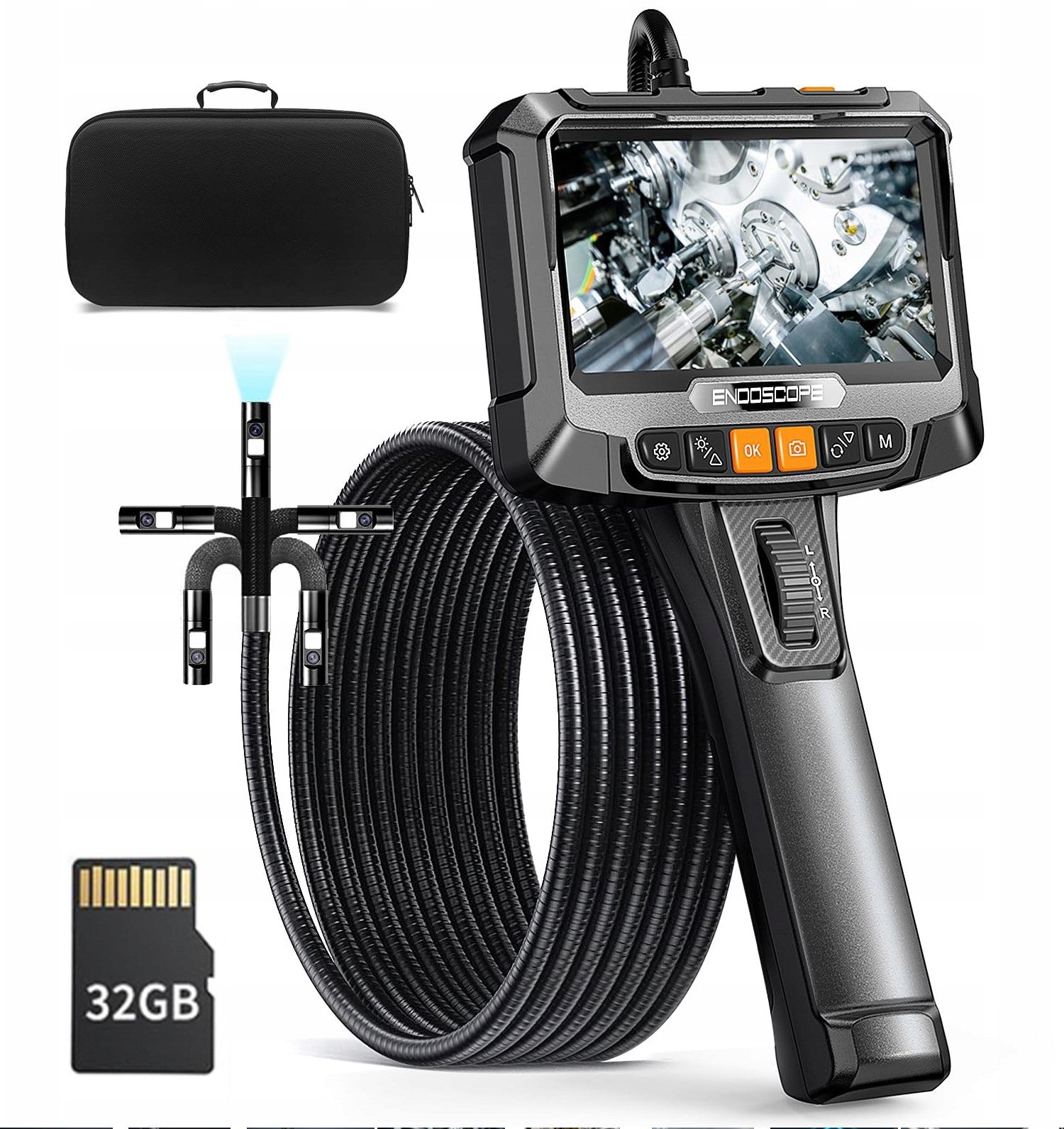 ENDOSCOPE S10 ROTATING BORESCOPE HEAD 360° DUAL 2 FHD CAMERAS 5″ 8,5mm 1,5m