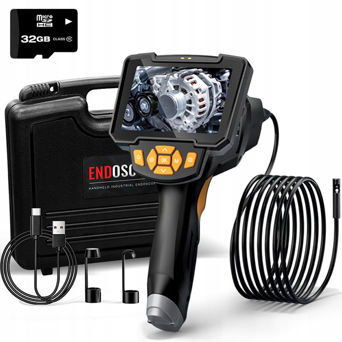 ENDOSCOPIC CAMERA INSPECTION SCREEN 4.3" HD DUO 32GB 8LED IP67 5m +CASE