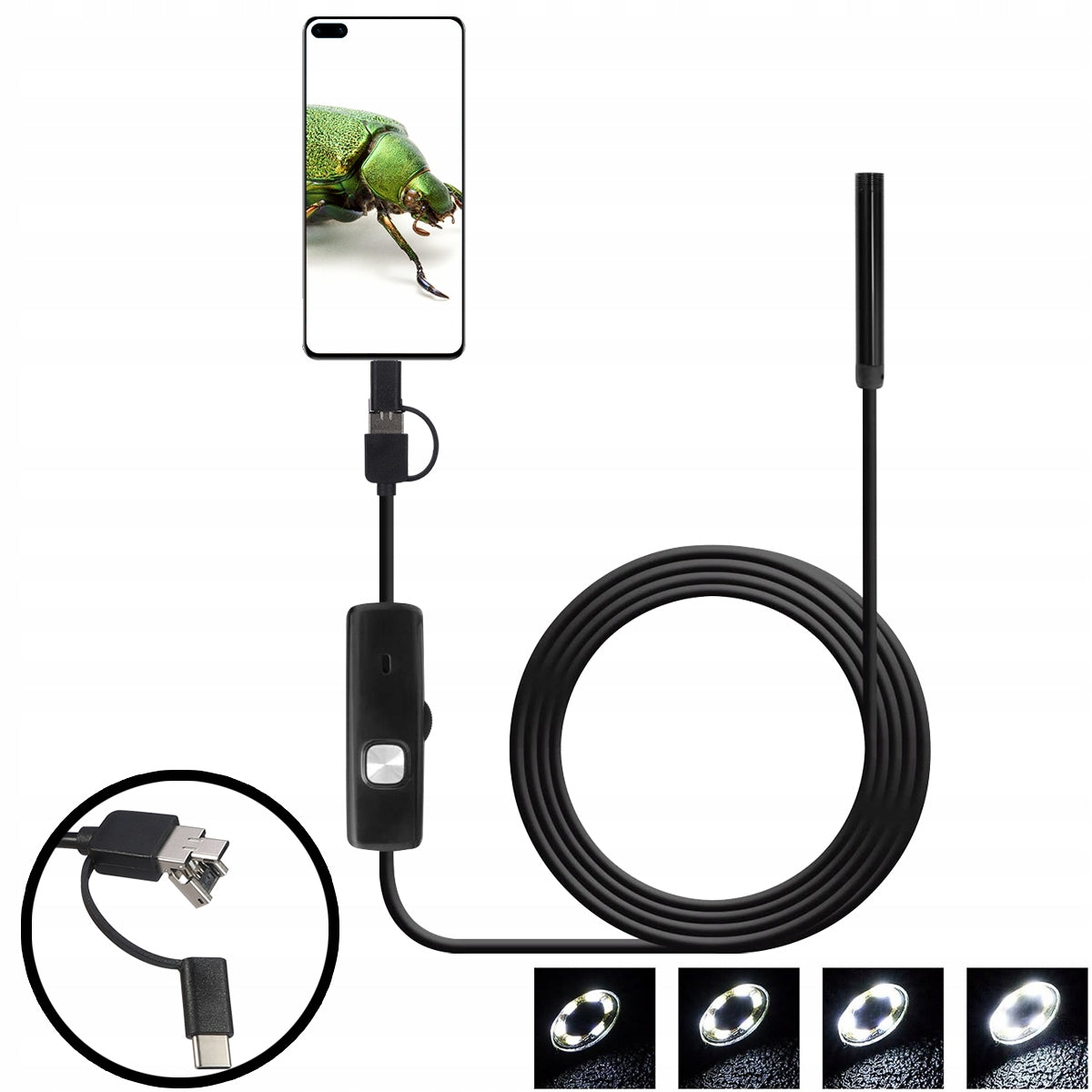 ENDOSKOP INSPECTION CAMERA LED USB C APP FOR PHONE FULL HD 5,5mm 10m