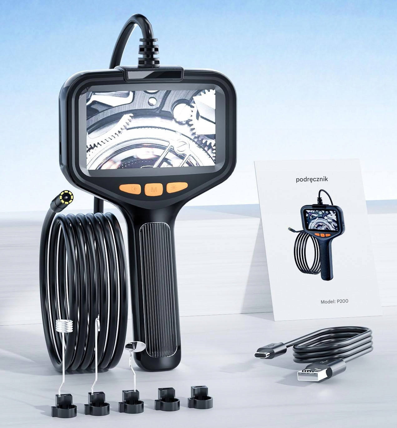 ENDOSKOP INSPECTION CAMERA SCREEN 4.3" LCD 5m 8 LED 8mm WATERPROOF Manufacturer code P200