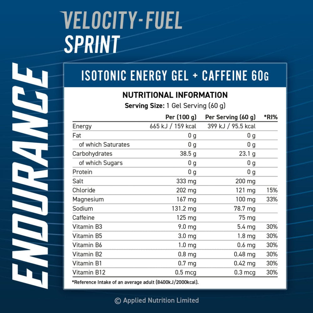 ENERGY GEL APPLIED NUTRITION ENDURANCE CARBON CAFFEINE WITHOUT SUGAR 60 ml Expiration date not specified