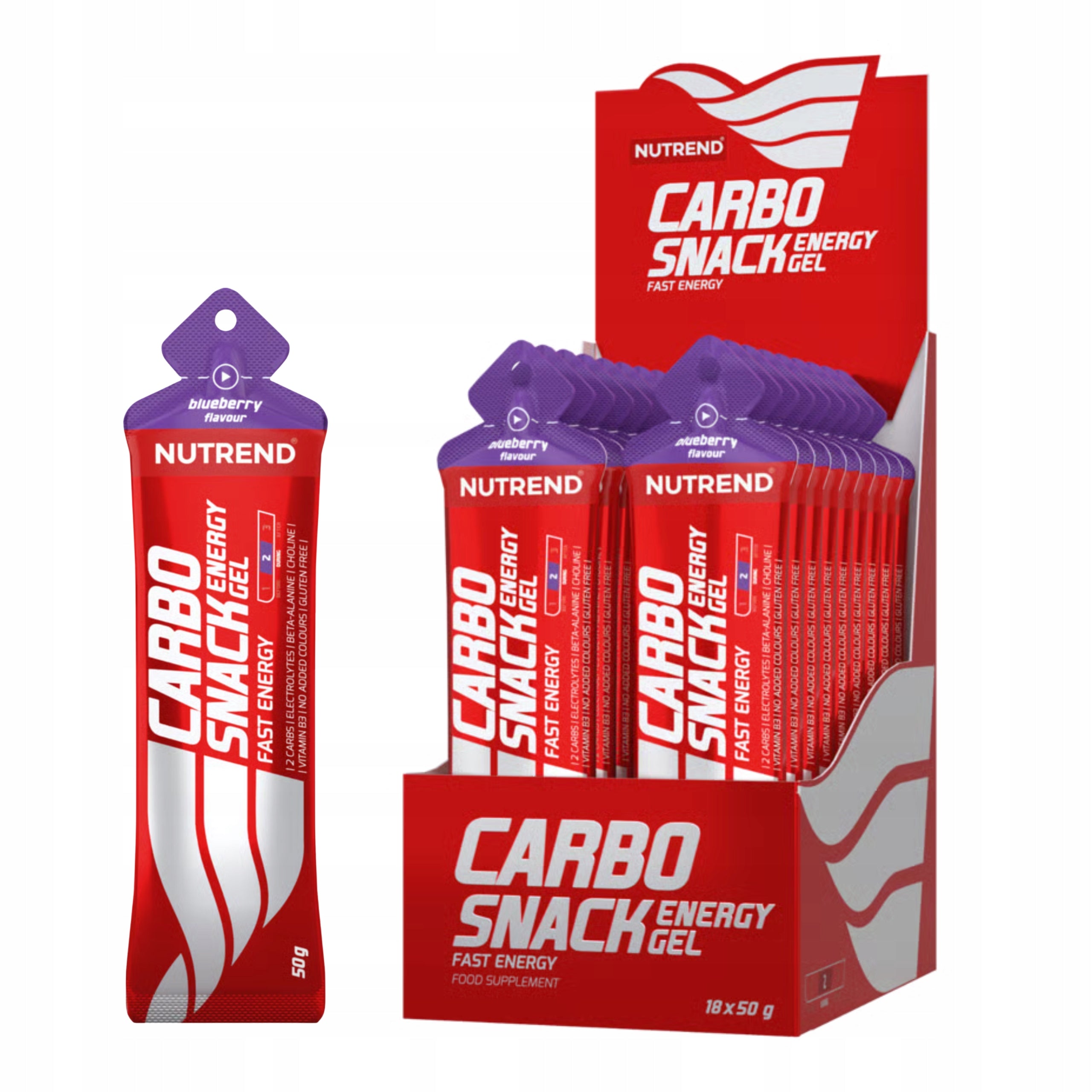 ENERGY GEL CARBOSNACK 18 pcs CARBOHYDRATES BETA-ALANINE ENERGY NUTREND