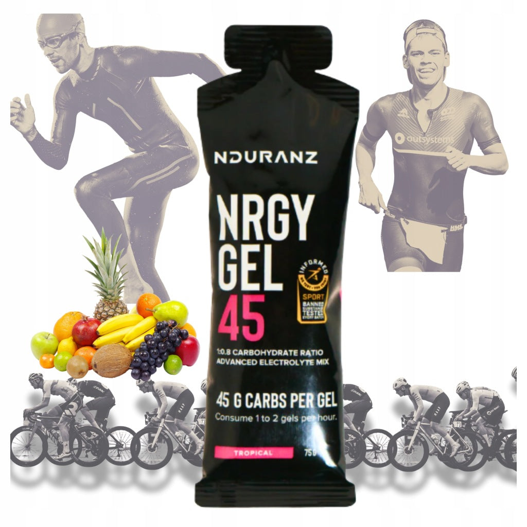 ENERGY GEL NRGY GEL 45 NDURANZ 75G TROPICAL CARBOHYDRATES ELECTROLYTES