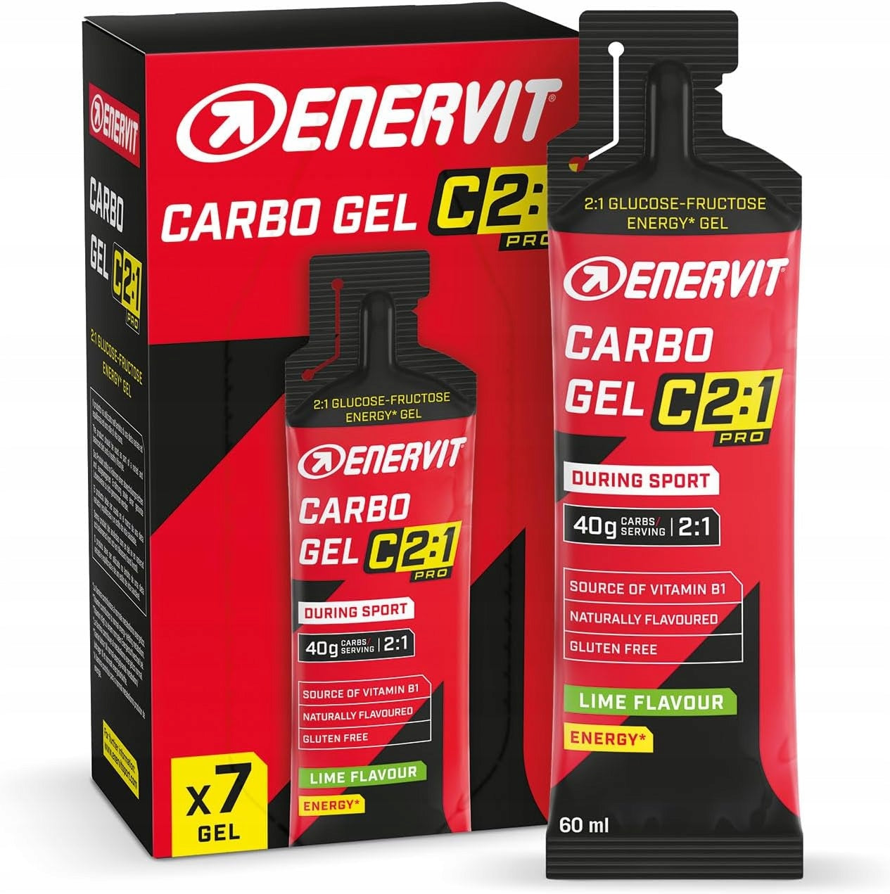 ENERVIT Energy gel 40g carbons 7X60ml BOX CARBO GEL lime flavor LIME