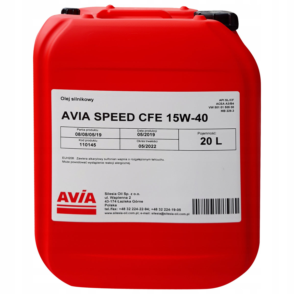 ENGINE OIL AVIA SPEED CFE 15W-40 20L 15W40