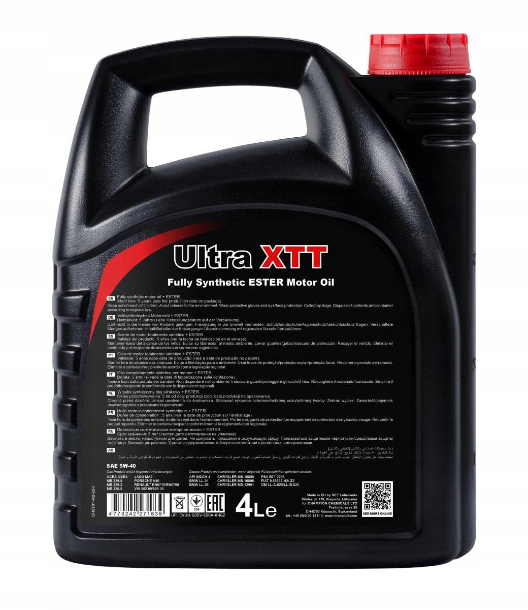 ENGINE OIL CHEMPIOIL ULTRA XXT 5W40 4L Manufacturer code G0O8XU