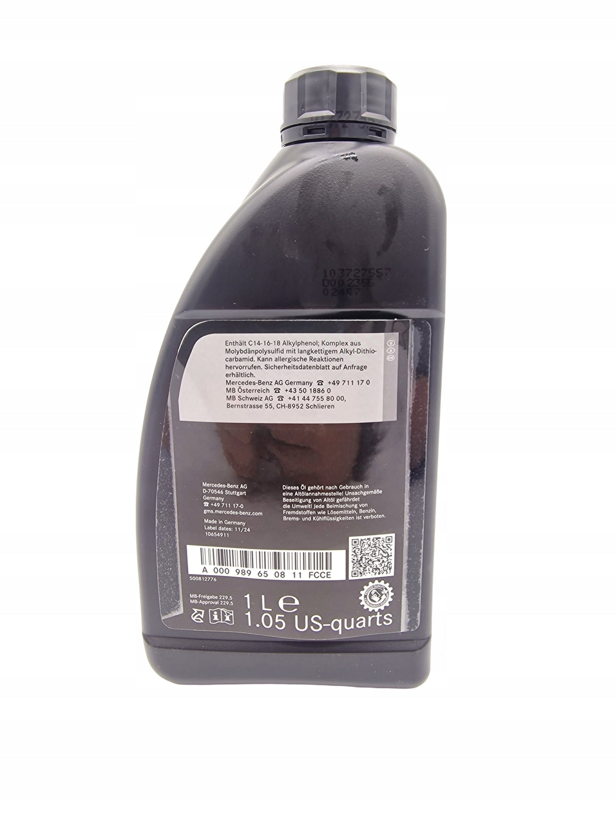 ENGINE OIL MERCEDES-AMG HIGH PERFORMANCE SAE 0W-40 MB 229.5 1L Manufacturer code A000989530411FCCE