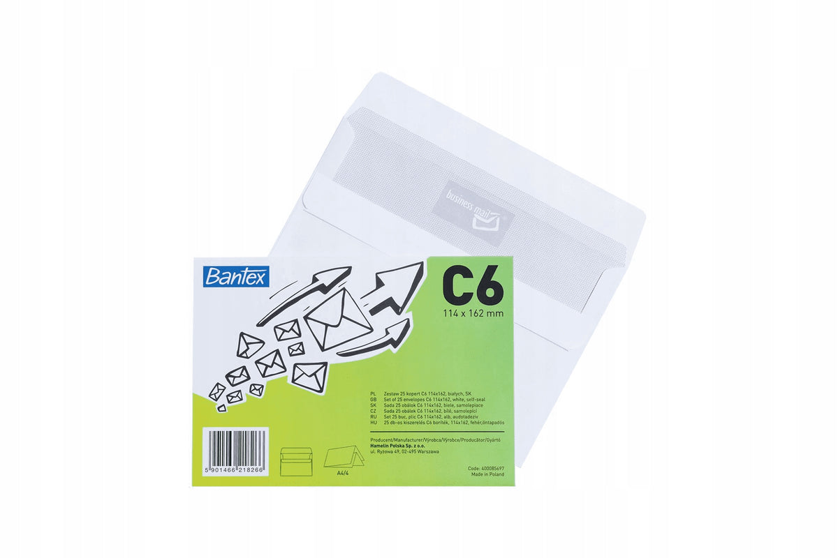 ENVELOPE C6 SELF-ADHESIVE WHITE OFFICE CORRESPONDENCE LETTER POSTAL Format A11