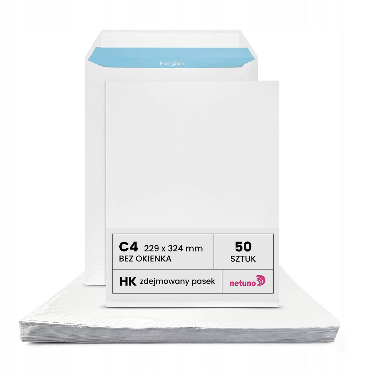 ENVELOPES C4 HK LETTER SELF-ADHESIVE WITH STRIP WHITE OFFICE ON A4 50 PIECES