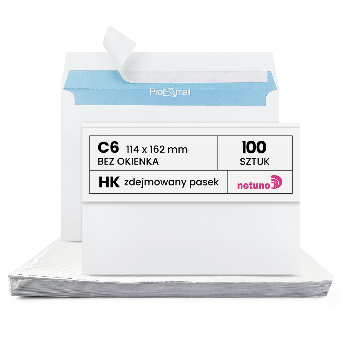ENVELOPES C6 HK SELF-ADHESIVE WITH STRIP LETTER OFFICE WHITE THICK 90G 100PCS.