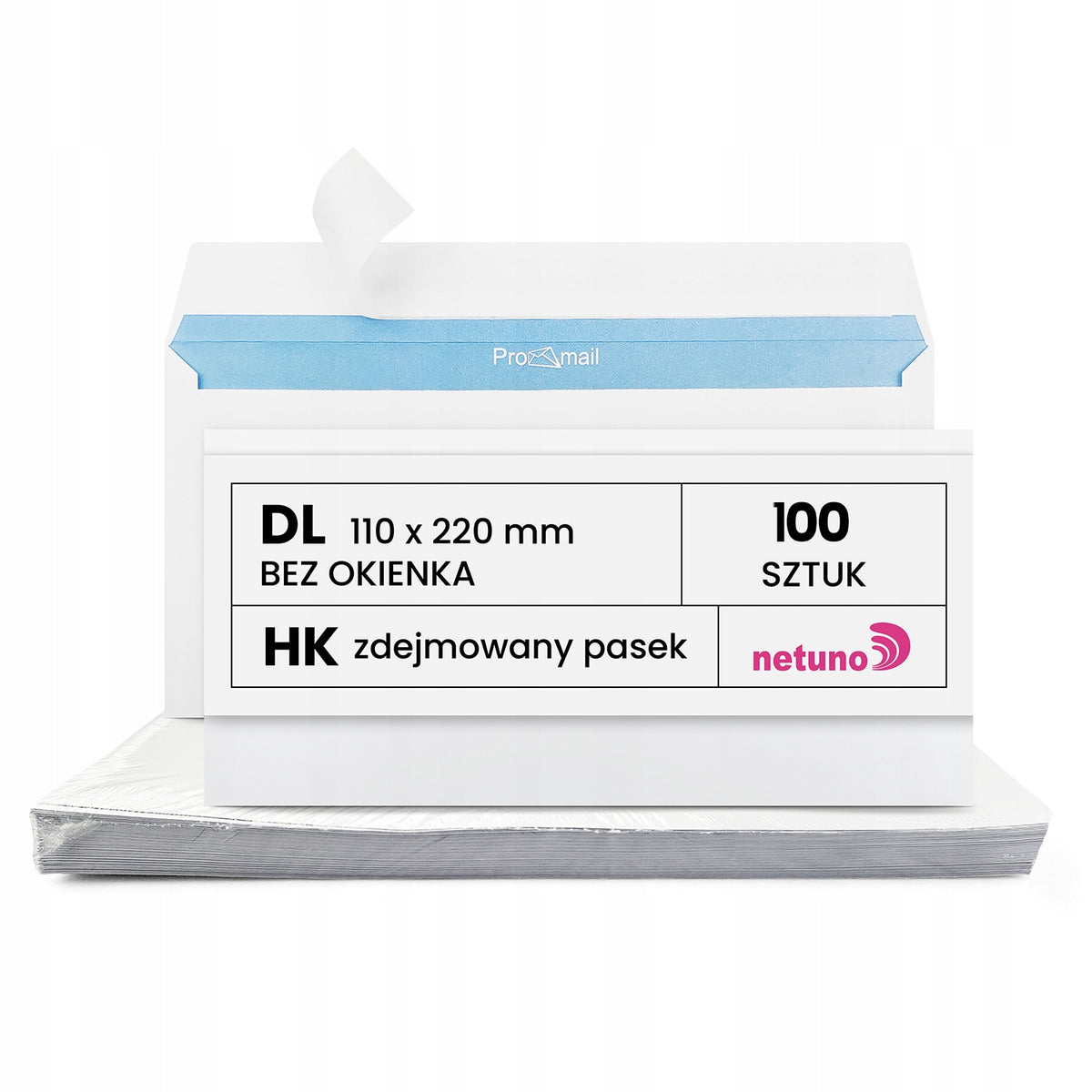 ENVELOPES DL HK SELF-ADHESIVE WITH STRIP LETTER OFFICE WHITE THICK 90G 100PCS.