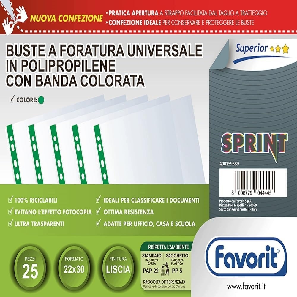 ENVELOPES GREEN SPRINT 22X30 CM 25 PIECES TRANSPARENT PP Format A1