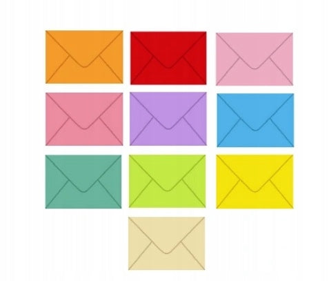 ENVELOPES MINI COLORFUL 10 COLORS SET OF 10 PIECES