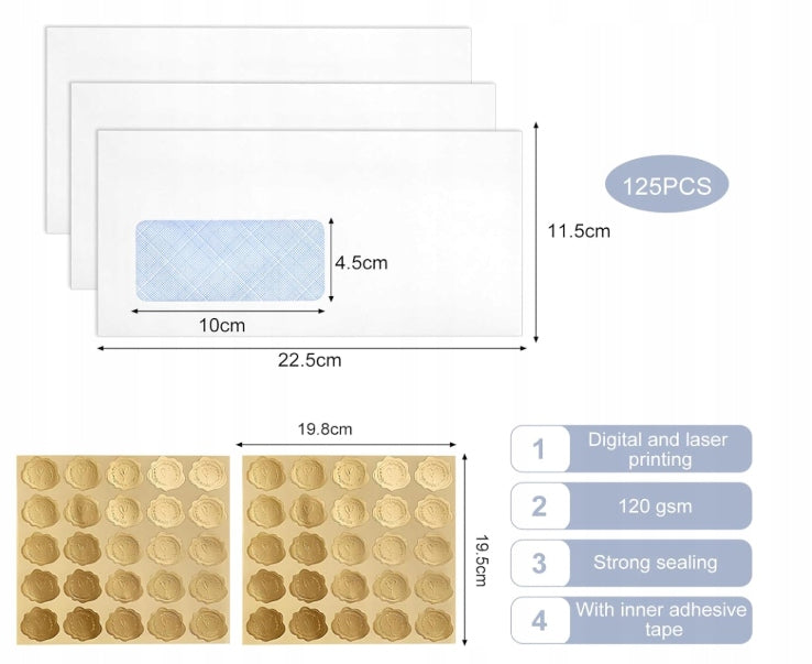 ENVELOPES WITH WINDOW 100x SET FOR SHIPPING SELF-ADHESIVE STICKERS 22x11 Packaging status original