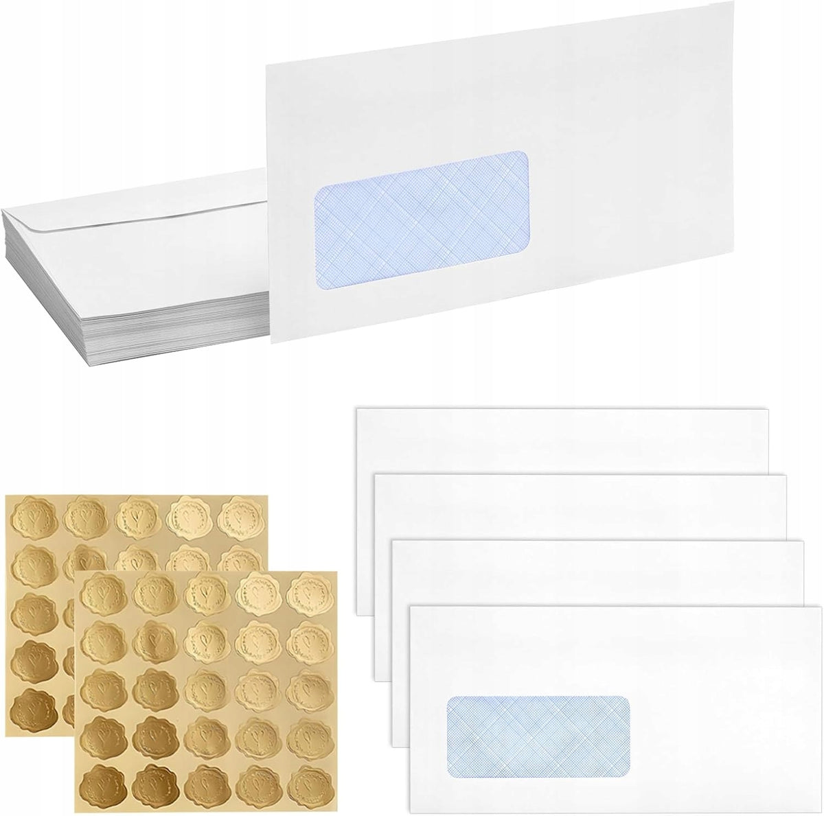 ENVELOPES WITH WINDOW 100x SET FOR SHIPPING SELF-ADHESIVE STICKERS 22x11