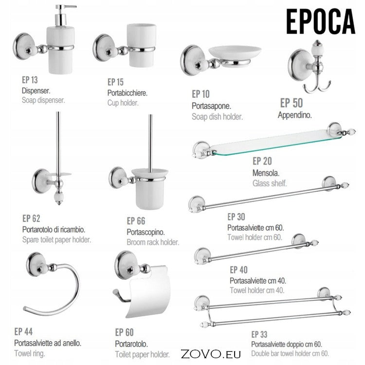 EPOCA Paper Hanger. Chrome and Porcelain. Retro Manufacturer code RE-EP60