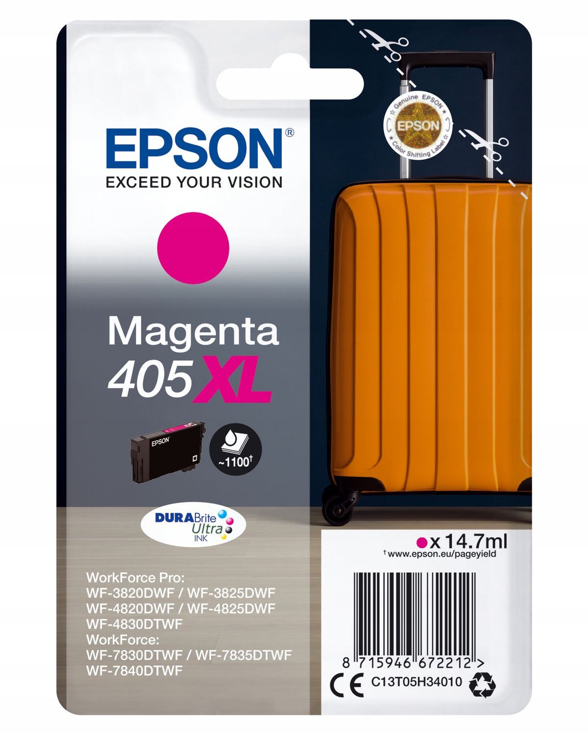 EPSON Singlepack Magenta 405XL DURABrite Ultra Ink