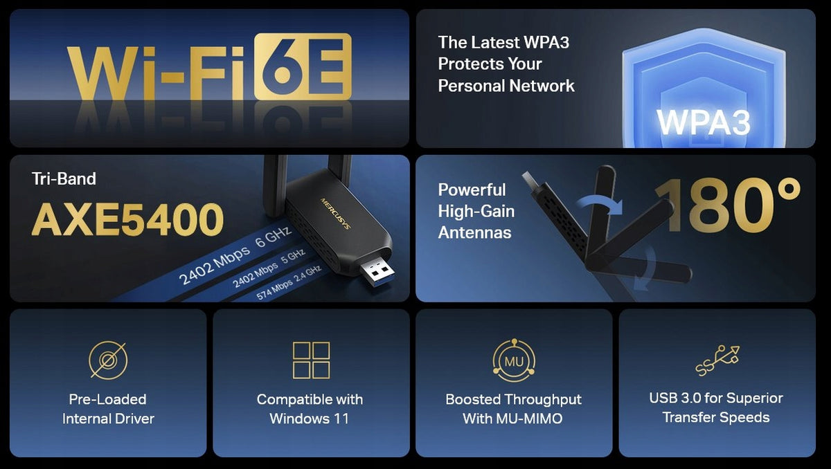 ERCUSYS MA86XH Tri-band Wi-Fi 6E USB adaptér Manufacturer code NEMA86XHMS