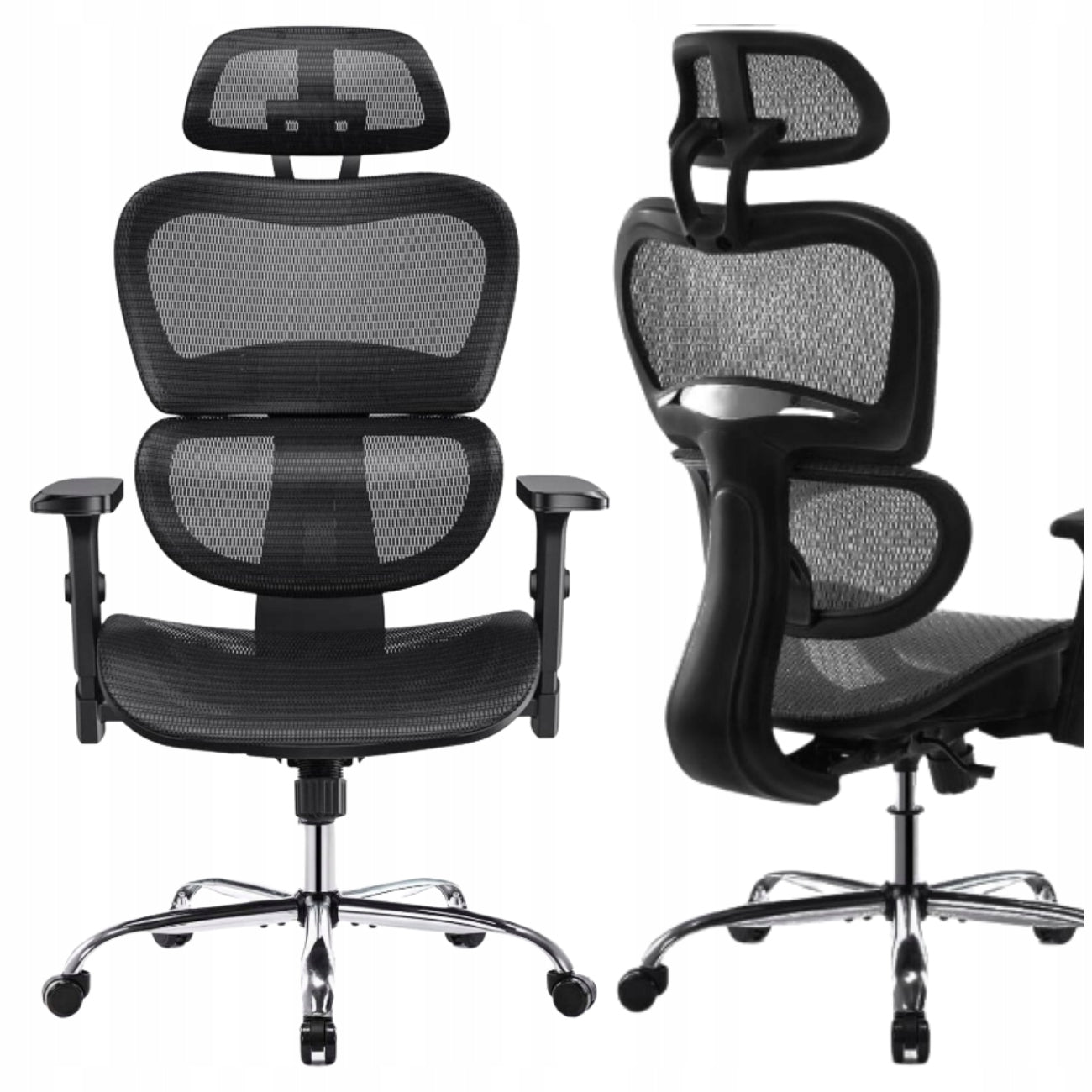 ERGONOMIC CHAIR COMFY MESH ADJUSTMENT CHROME OFFICE BASE WHEELS