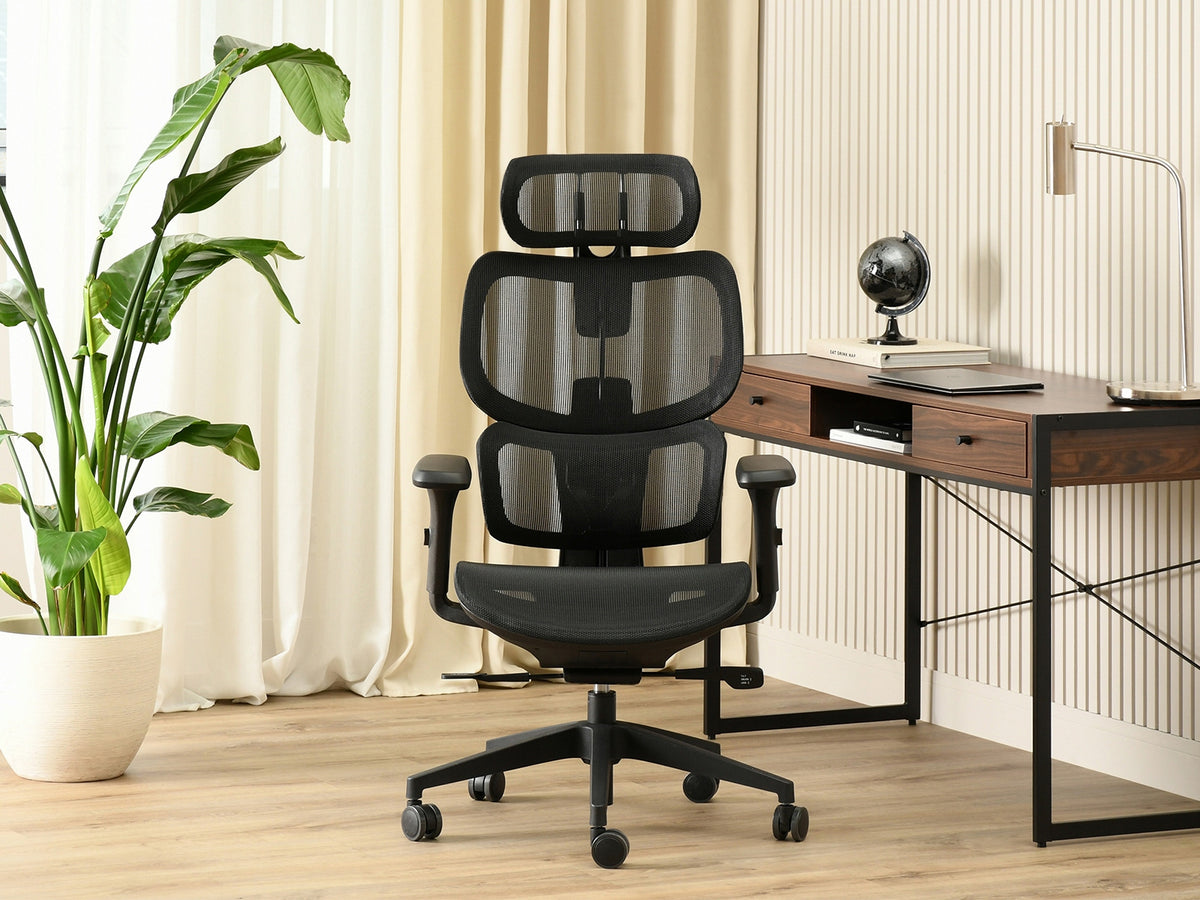 ERGONOMIC COMFORTABLE OFFICE CHAIR HANOI BLACK MESH WITH QUALITY FEATURES Brand Mebel-Partner