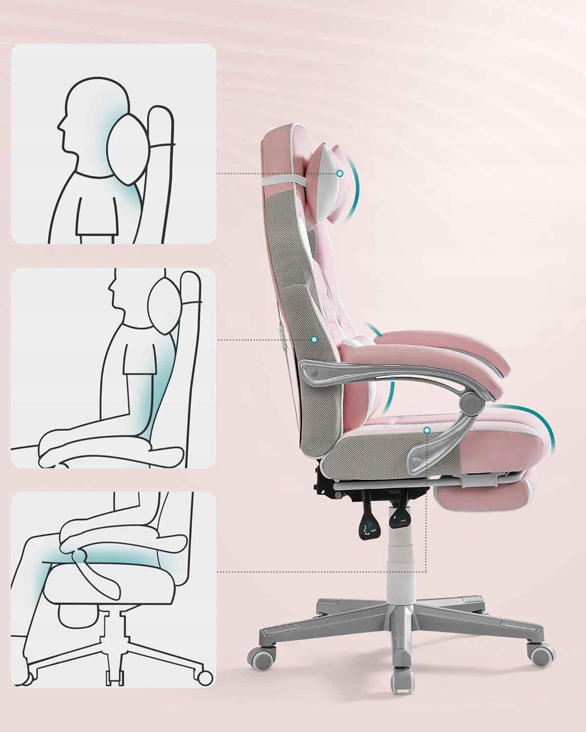 ERGONOMIC GAMING CHAIR WITH FOOTREST ADJUSTABLE COMFORT Brand Songmics