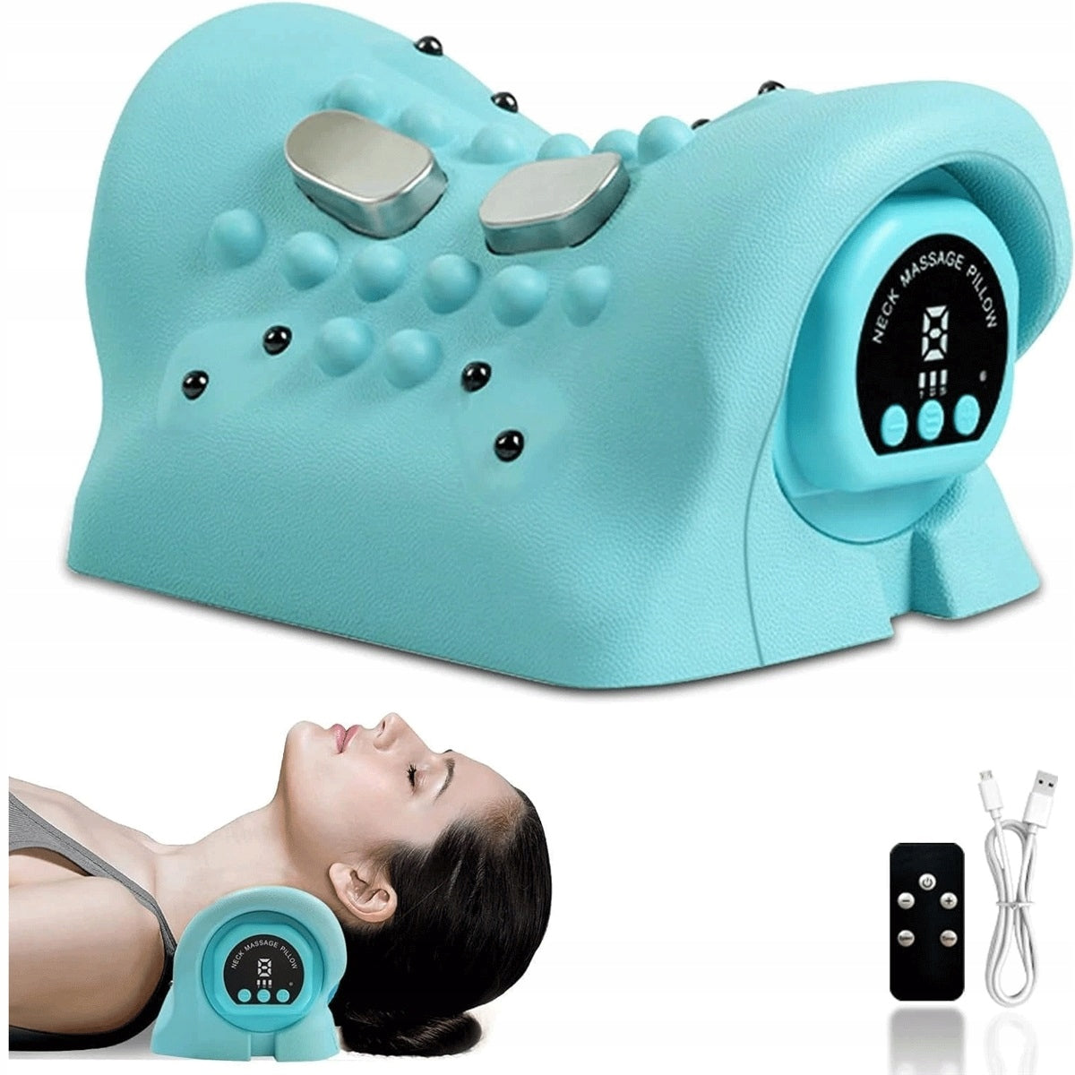 ERGONOMIC MASSAGER WITH EMS AND HEATING FOR THE BACK NECK OF THE HEAD