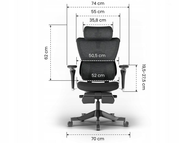 ERGONOMIC OFFICE CHAIR C7 MAX WITH ADJUSTABLE SOFT SEAT BLACK Manufacturer code 0840460461092