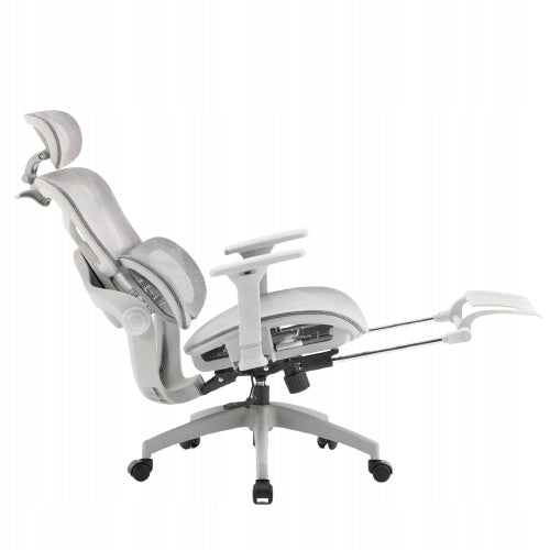 ERGONOMIC OFFICE CHAIR GREY AND WHITE FOOTREST ADJUSTMENT 3D SUPPORT Manufacturer code RE-1430