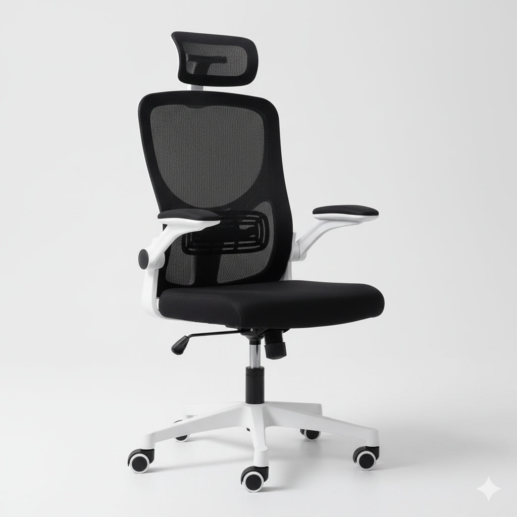 ERGONOMIC OFFICE CHAIR SWIVEL MICRO MESH FIBI BLACK AND WHITE Packaging status original
