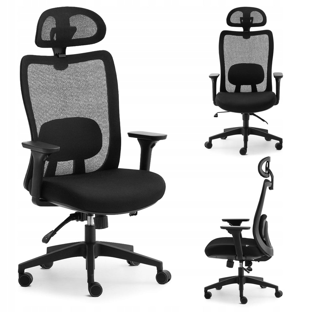 ERGONOMIC OFFICE CHAIR WITH ADJUSTABLE ARMRESTS MESH ARGON BLACK