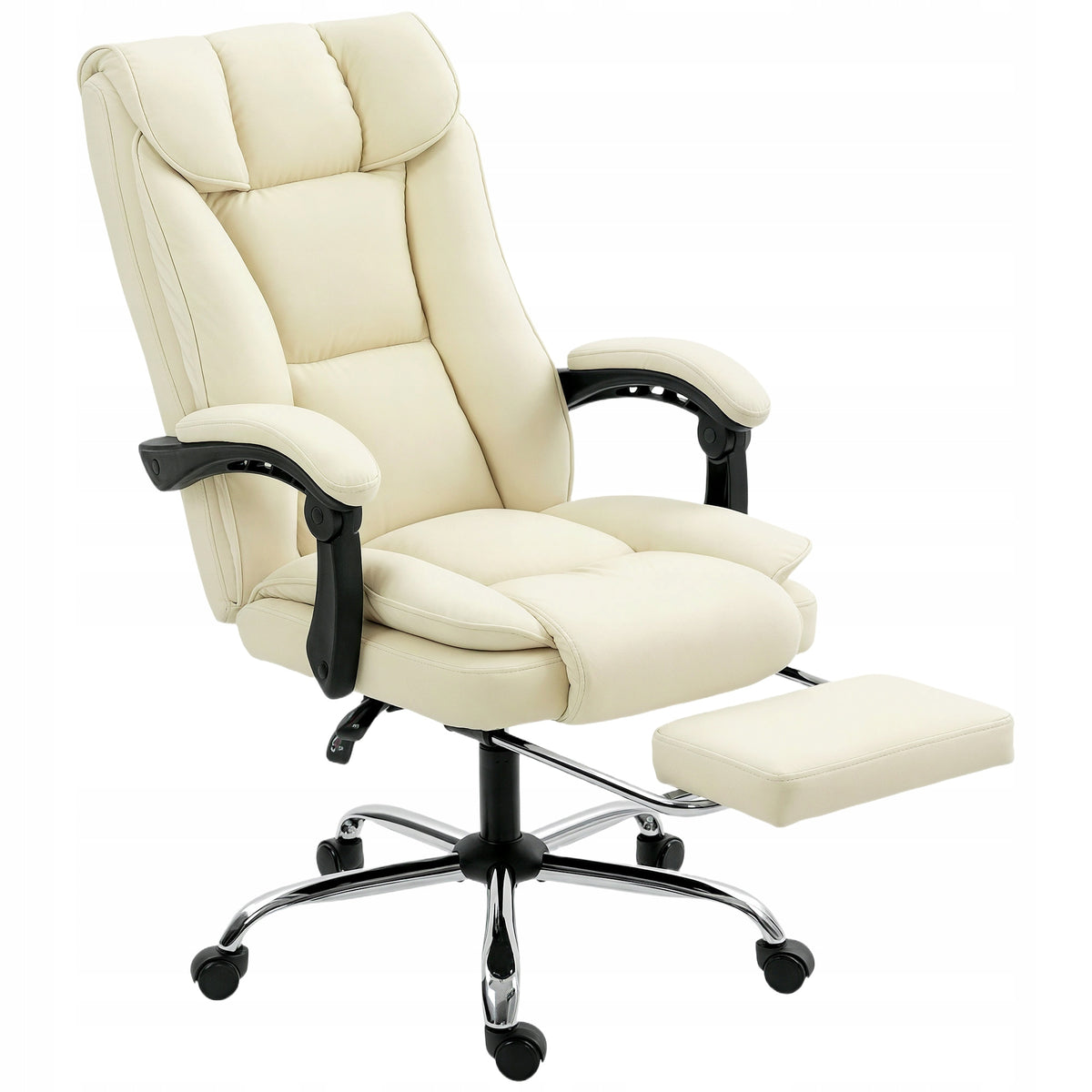ERGONOMIC OFFICE CHAIR WITH ADJUSTABLE BACKREST ARMREST HOMCOM BEIGE Brand Homcom