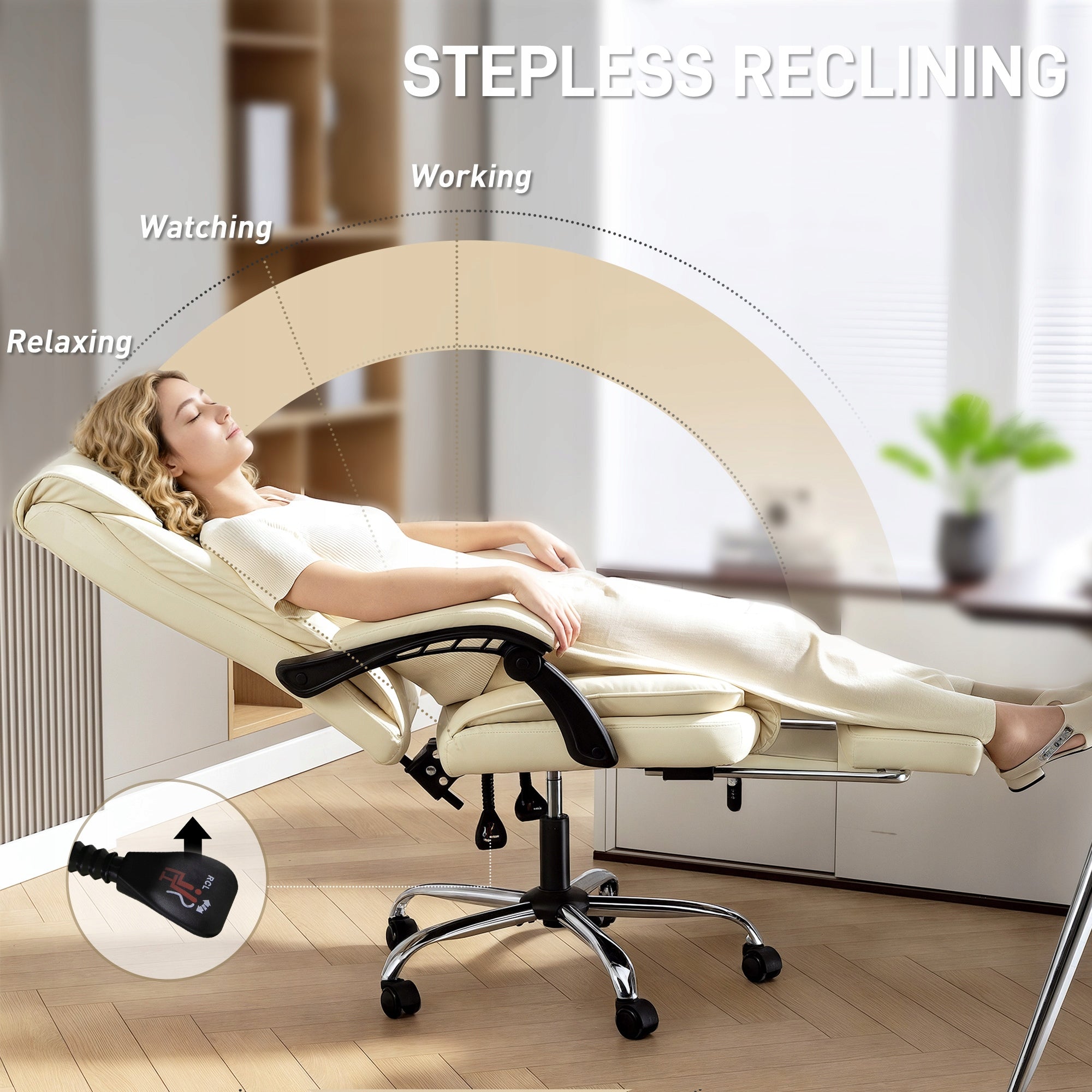 ERGONOMIC OFFICE CHAIR WITH ADJUSTABLE BACKREST ARMREST HOMCOM BEIGE Manufacturer code 921-933V00BG