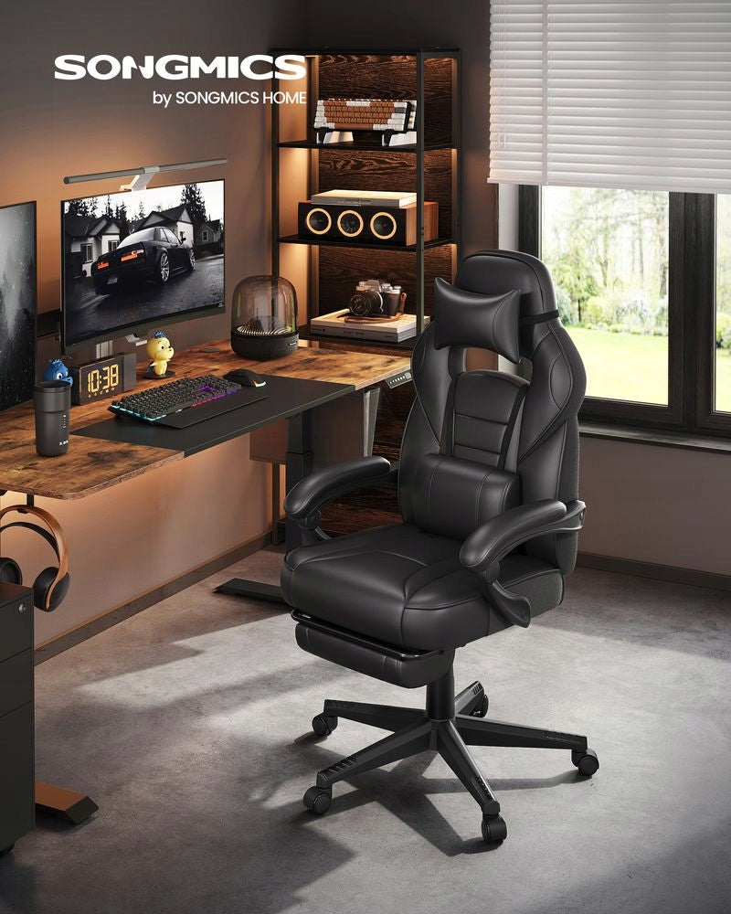 ERGONOMIC OFFICE CHAIR WITH FOOTREST BLACK Brand Songmics