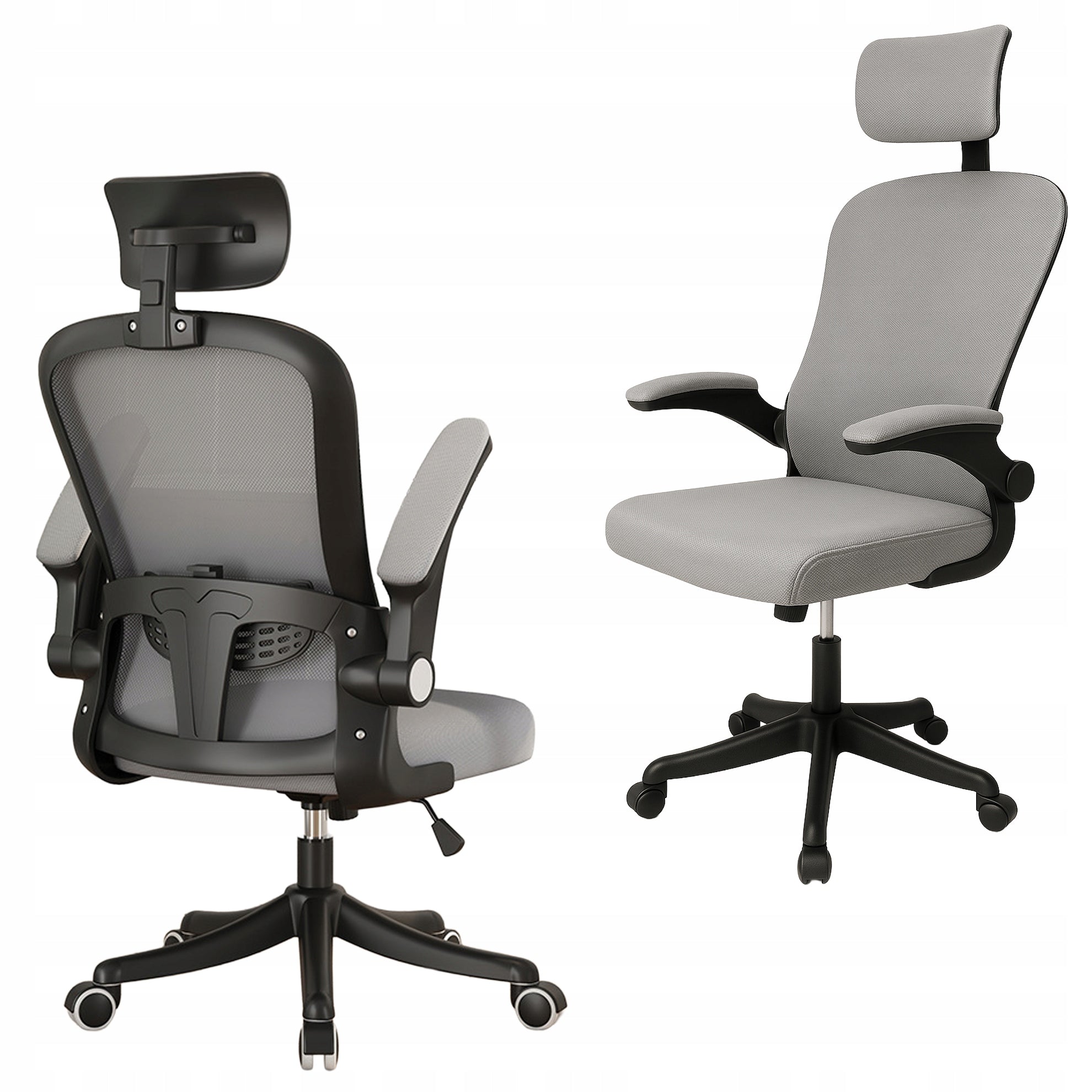 ERGONOMIC OFFICE CHAIR WITH MESH AND HEADREST, BLACK