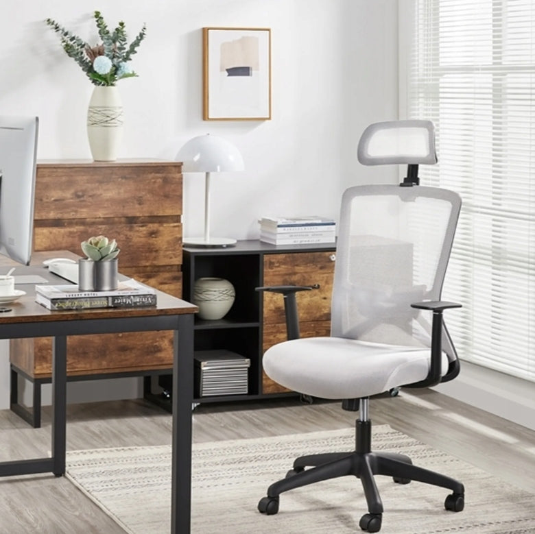 ERGONOMIC OFFICE SWIVEL CHAIR ON WHEELS GREY ARMRESTS COMFORTABLE Manufacturer code 592328